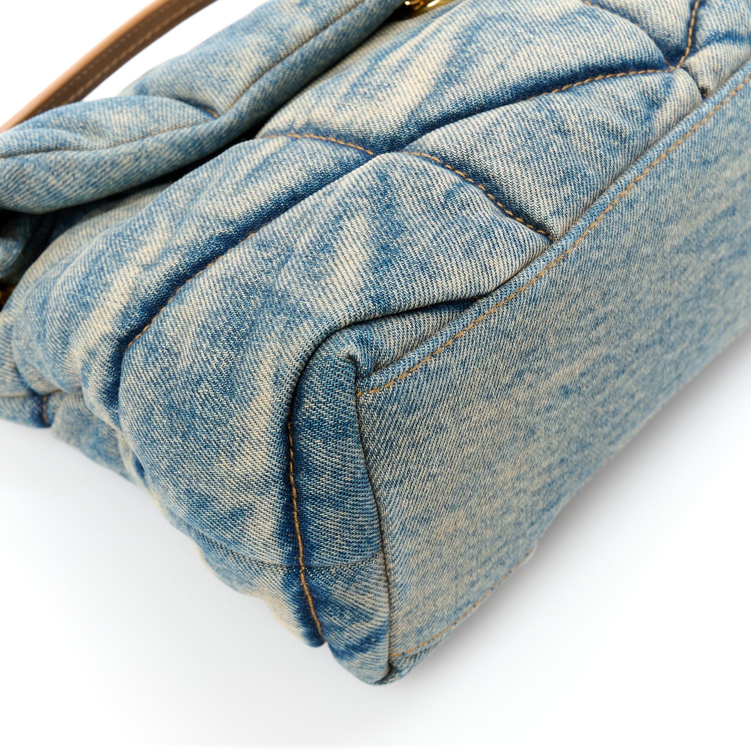 Saint Laurent Denim Quilted Small Loulou Puffer Monogram Chain Satchel Blue Cinnamon 9 of 10