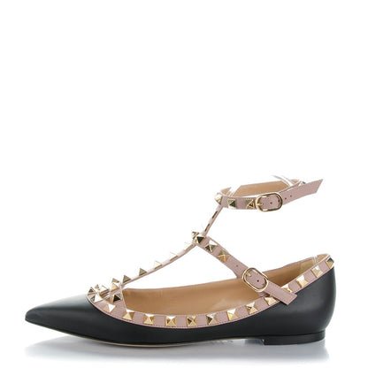 Valentino Garavani Nappa Rockstud Cage Ballerina Flats 35 Black Poudre 1 of 9