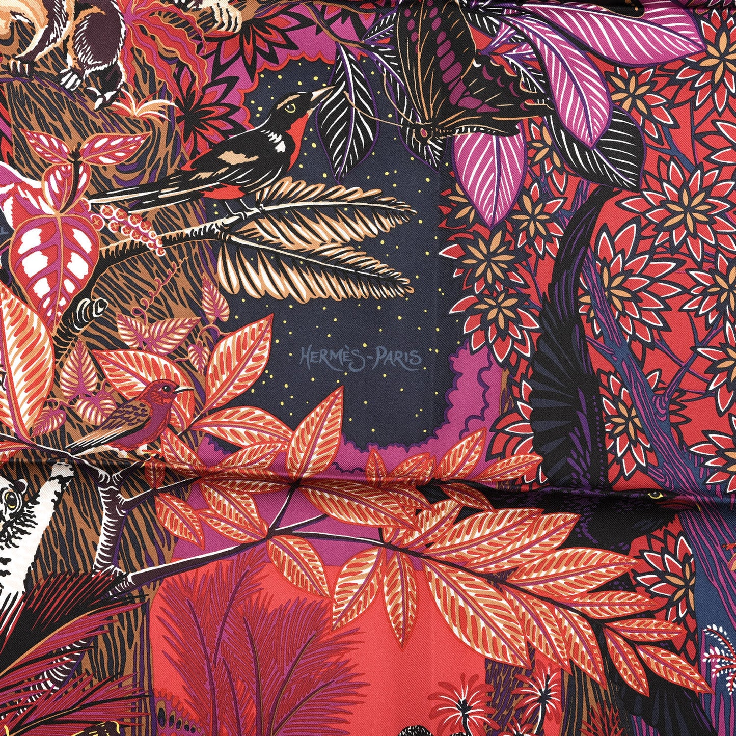 Silk Wild Singapore Scarf 90 Rouge Violet Beige