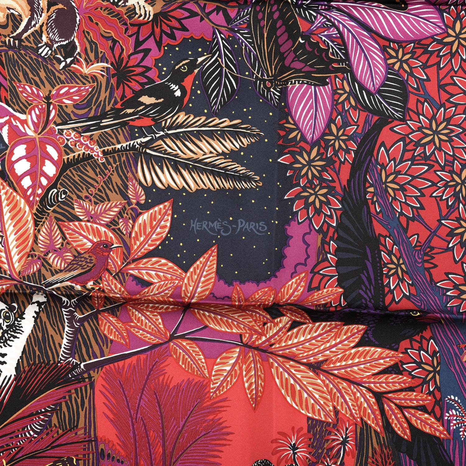 Hermes Silk Wild Singapore Scarf 90 Rouge Violet Beige 2 of 3