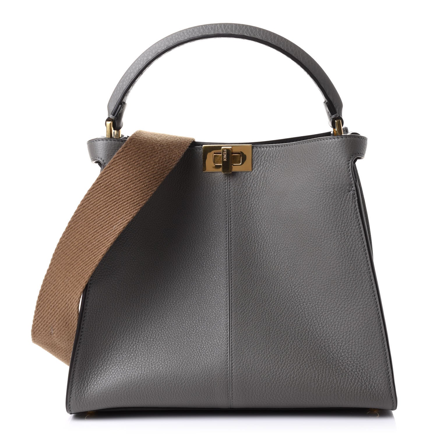 Fendi Cuoio Romano Selleria Bi-Color Medium Peekaboo X-Lite Moon Ghiaia 1 of 9