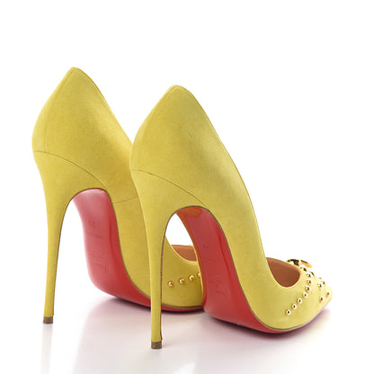Christian Louboutin Suede Door Knock 120 Pumps 38 Anis Gold 4 of 7