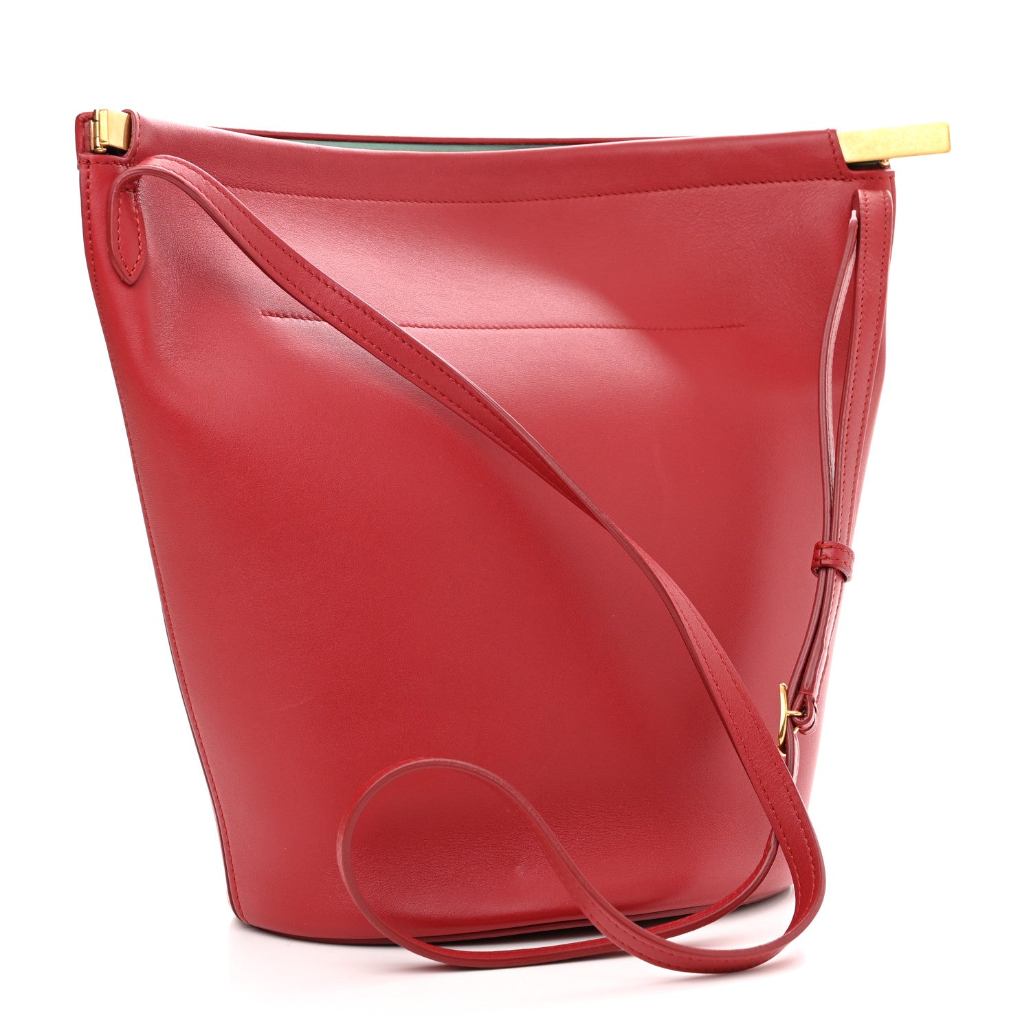 Celine Smooth Calfskin Clasp Bucket Bag Red 3 of 14