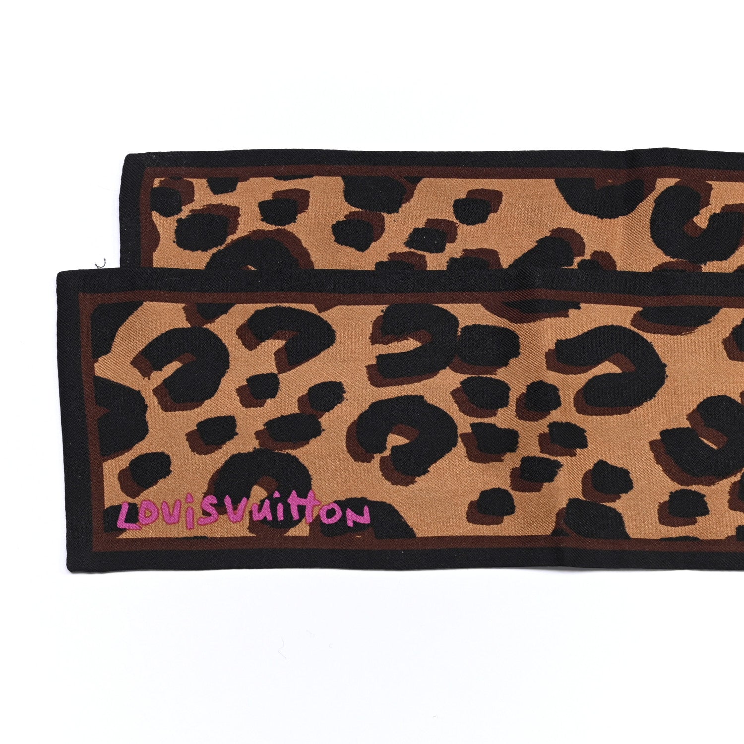 Louis Vuitton Silk Leopard Bandeau Scarf Marron 4 of 6
