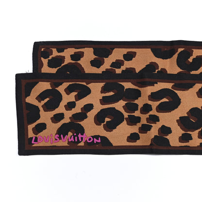 Louis Vuitton Silk Leopard Bandeau Scarf Marron 4 of 6