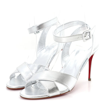 Christian Louboutin Kid Laminato Mariza 85 Sandals 37 Silver 4 of 8