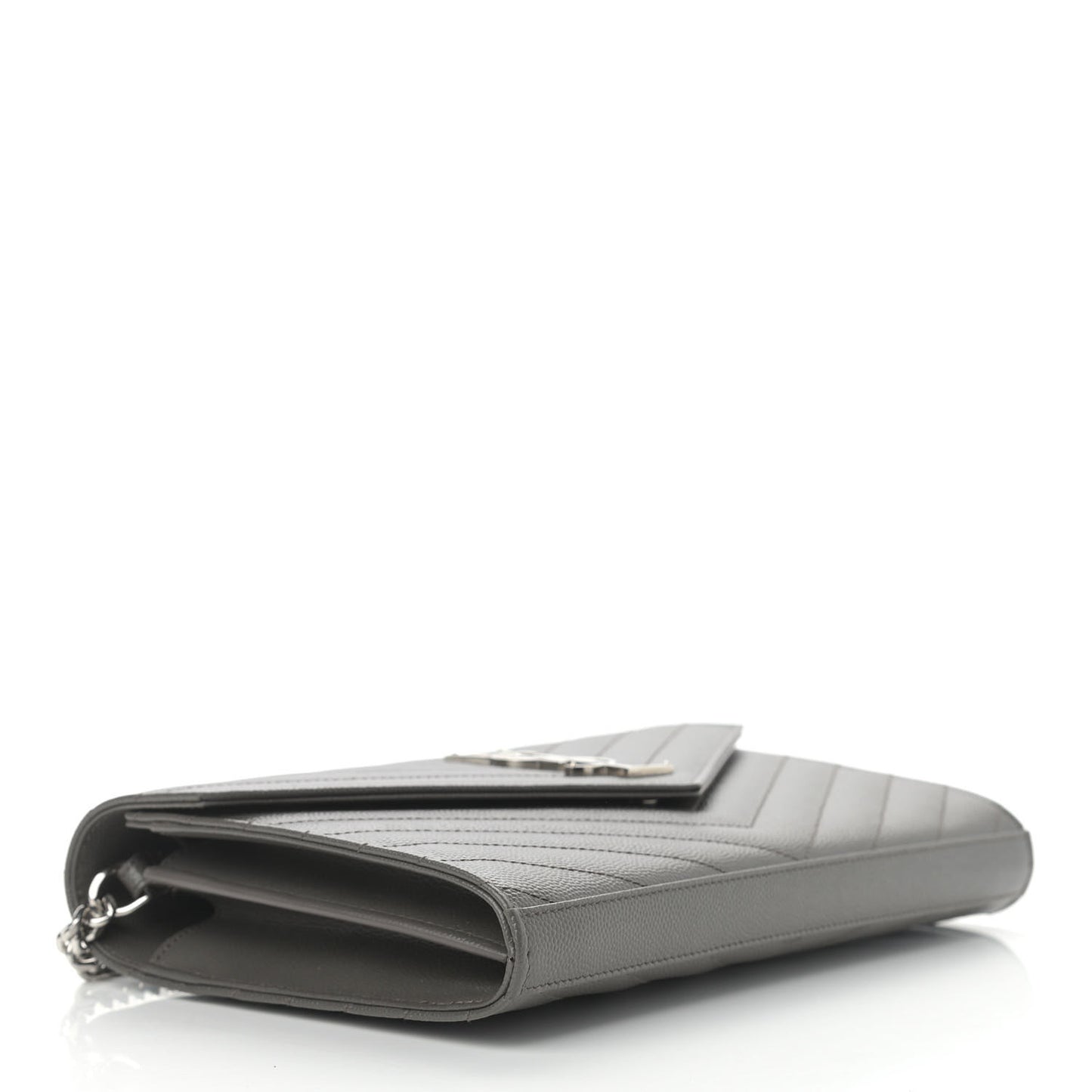 Grain De Poudre Matelasse Chevron Monogram Chain Wallet Grey
