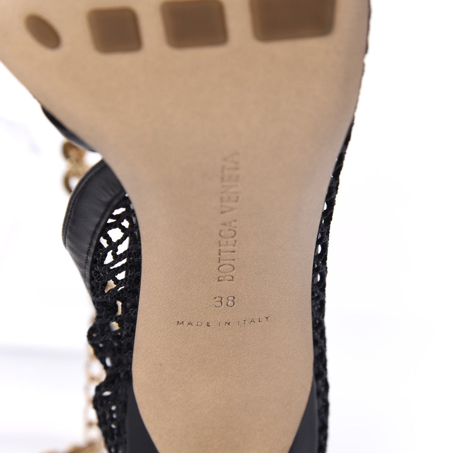 Mesh Nappa Chunky Chain Sandals 38 Black