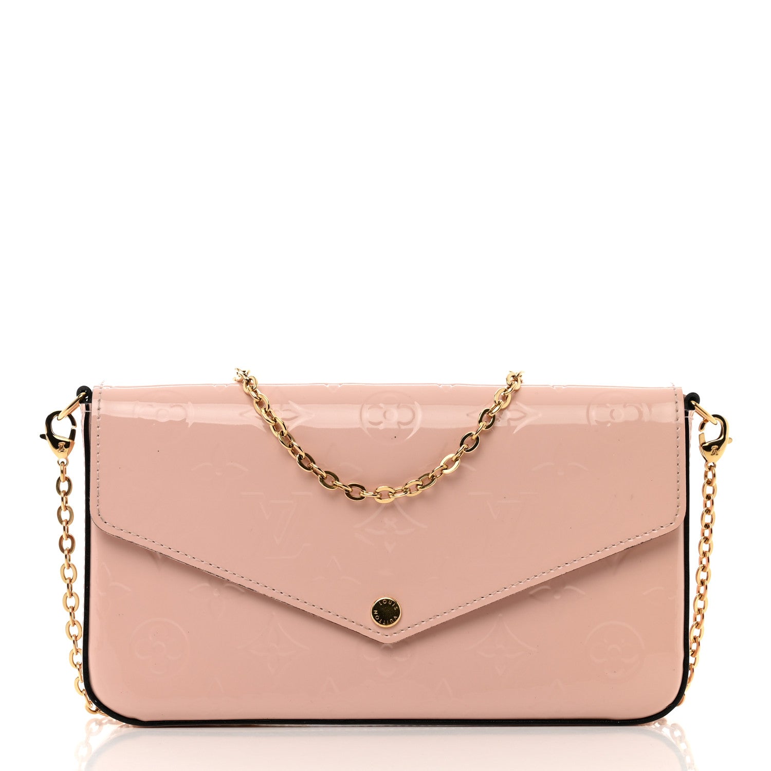 Louis Vuitton Vernis Felicie Chain Wallet Rose Ballerine 3 of 11