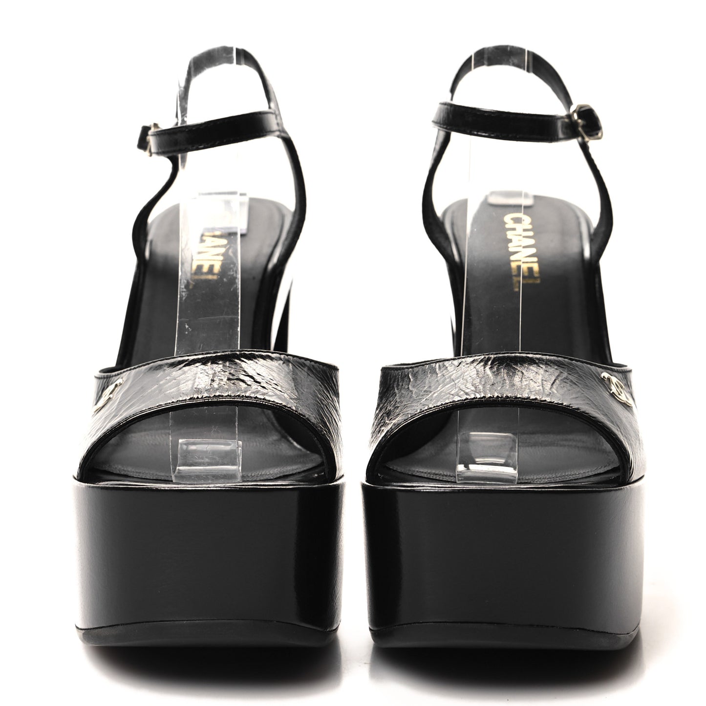 Calfskin CC Platform Sandals 40 Black