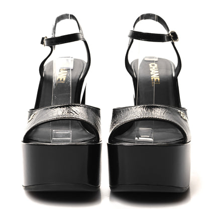 Chanel Calfskin CC Platform Sandals 40 Black 2 of 8