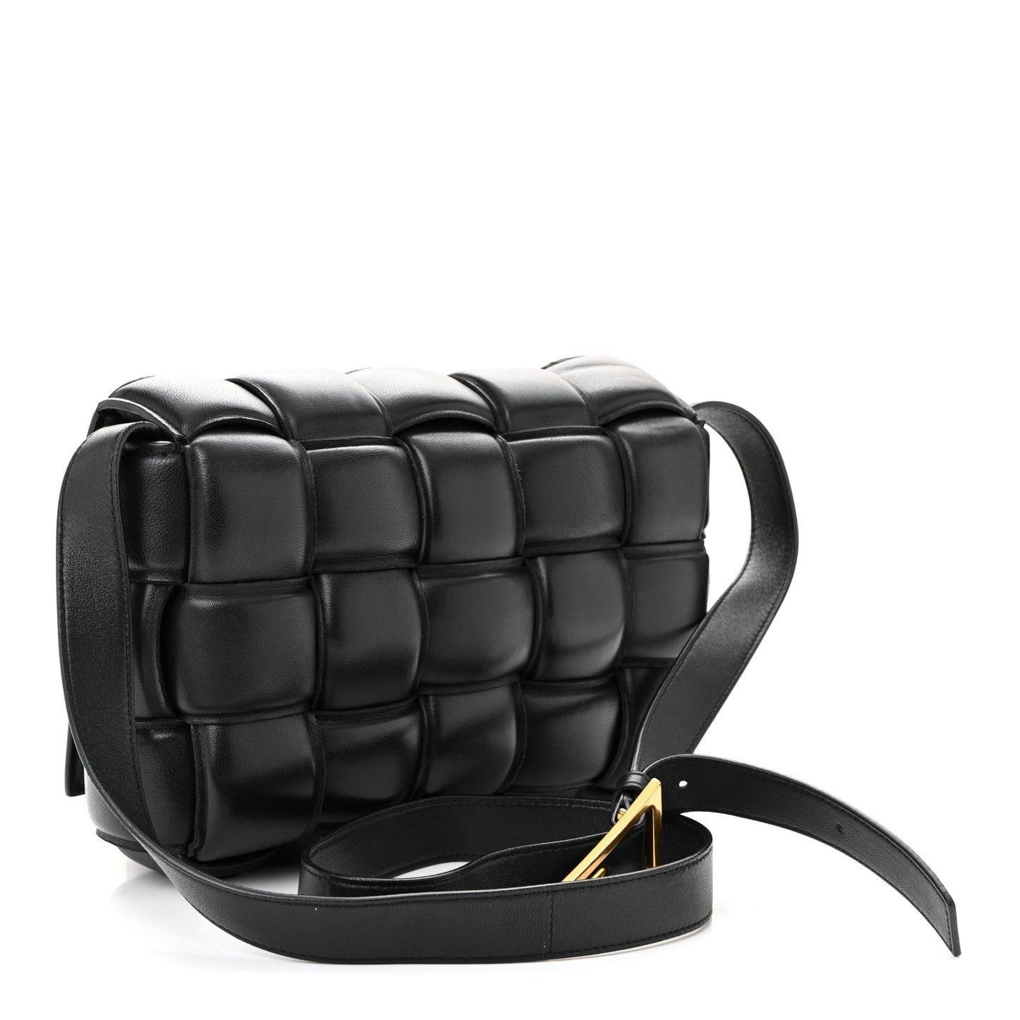 Nappa Maxi Intreccio Padded Cassette Crossbody Bag Black