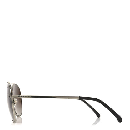 Chanel Metal Polarized CC Aviator Sunglasses 4189-T-Q Silver 3 of 7
