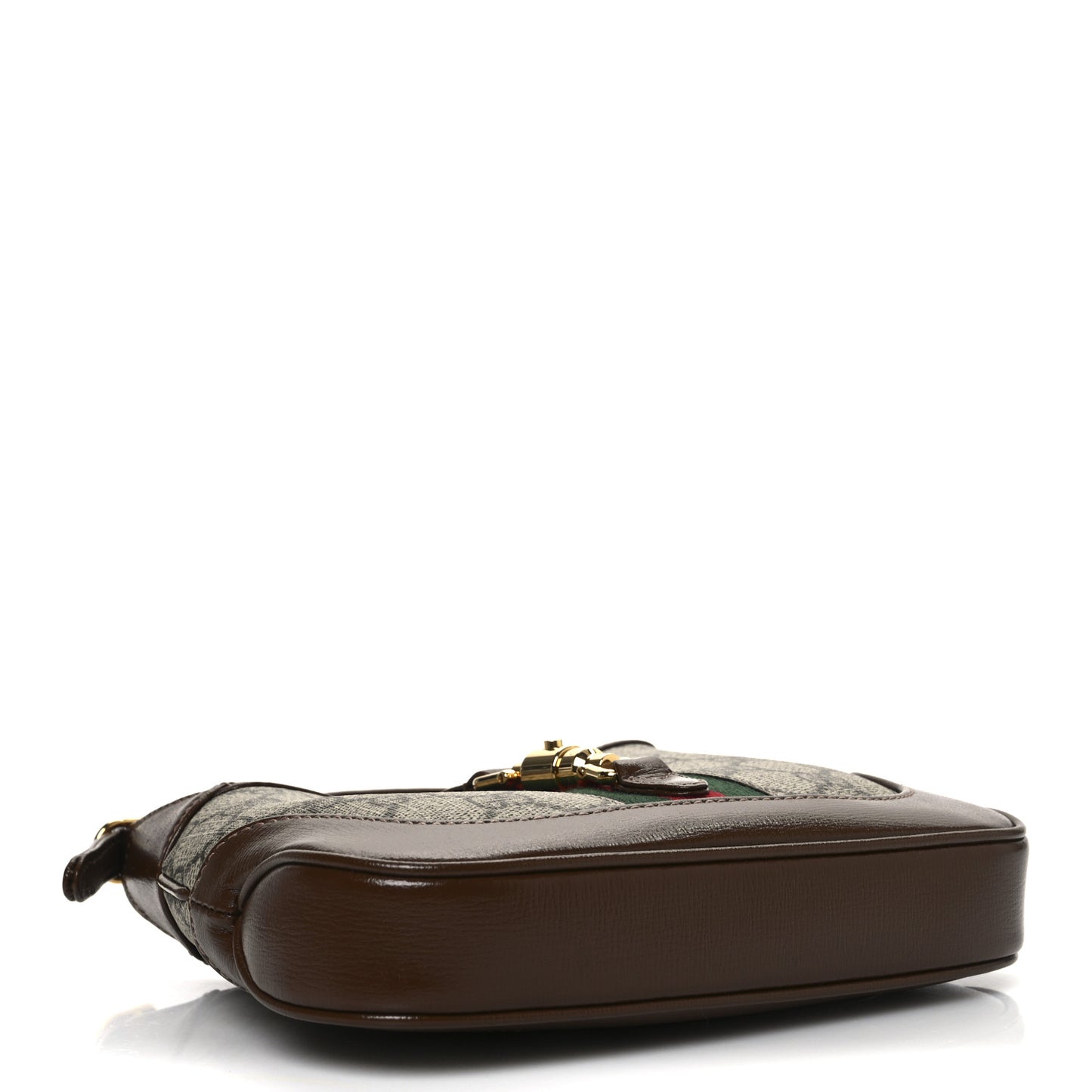 GG Supreme Monogram Azalea Calfskin Web Mini Jackie 1961 Hobo Beige Ebony Brown Sugar