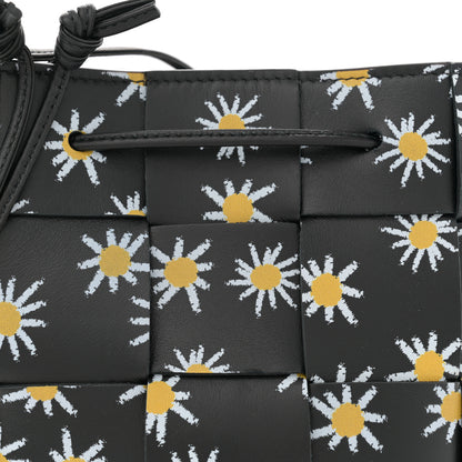Bottega Veneta Nappa Maxi Intrecciato Daisy Print Small Cassette Bucket Bag Black White Yellow 7 of 10