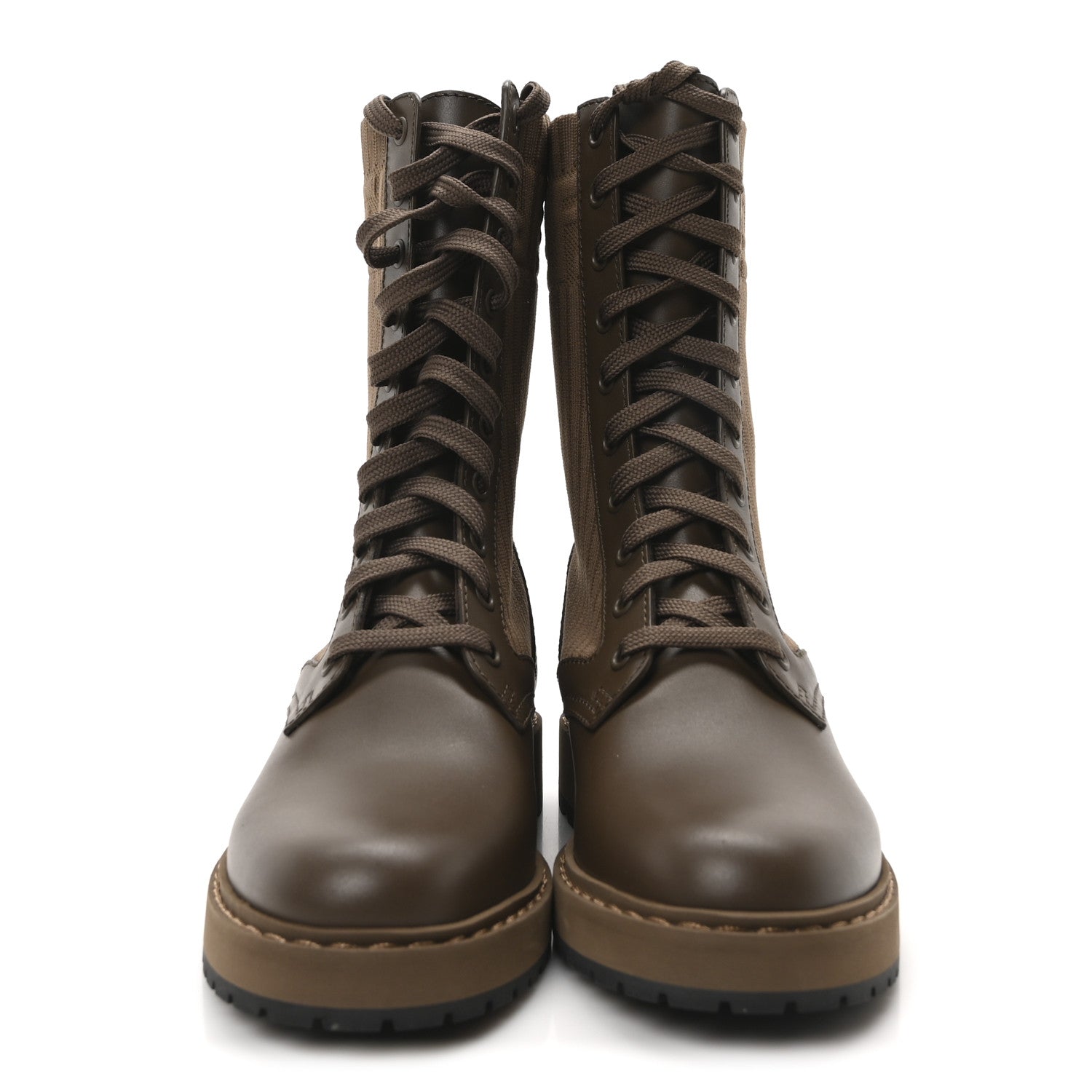Fendi Vitello Stretch Fabric FF Rockoko Biker Boots 37 Maya Chocolate 3 of 9