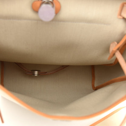 Hermes Military Toile Vache Hunter Herbag a Dos Zip Retourne Beton Naturel Sable 6 of 11