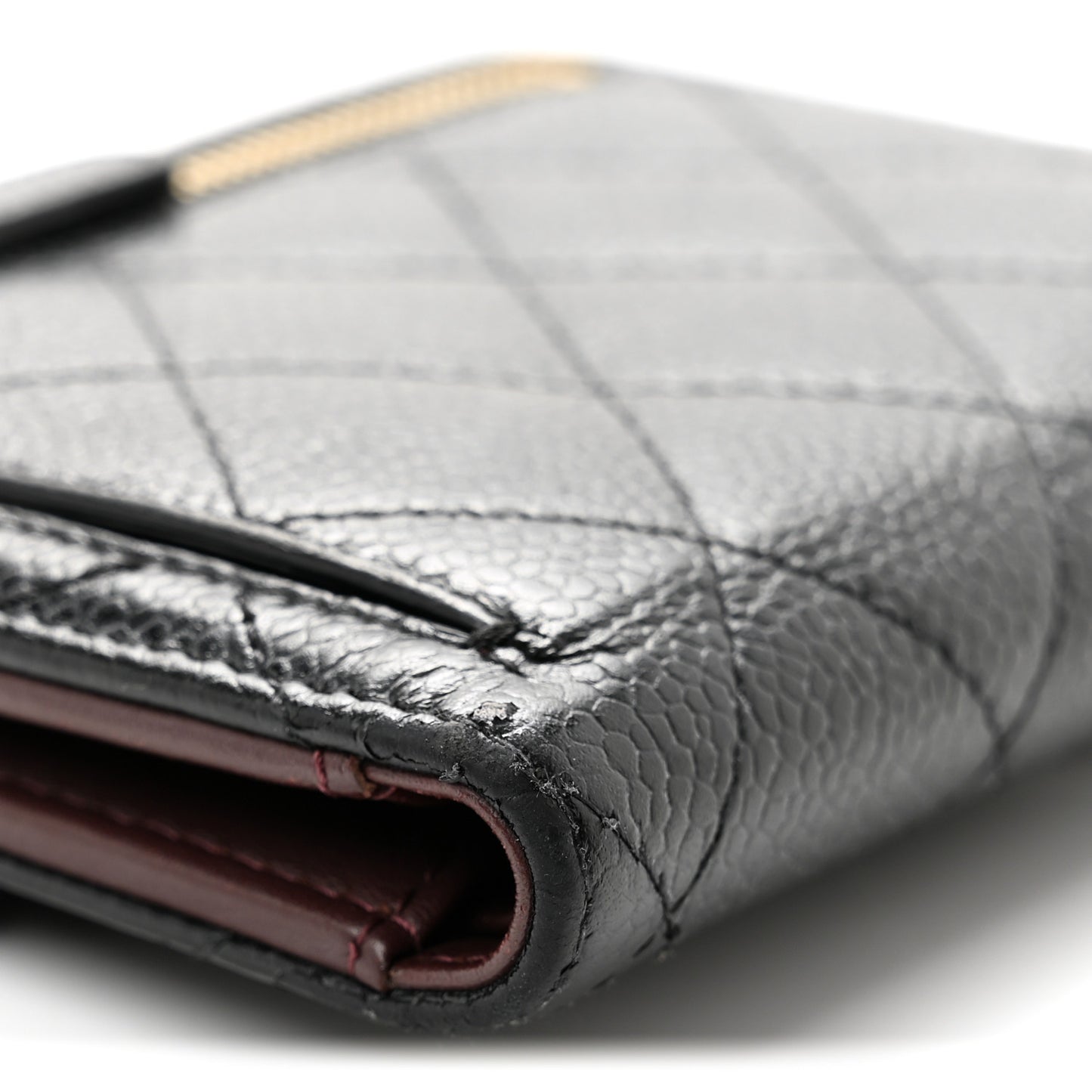 Caviar Quilted Compact Flap Wallet  Black