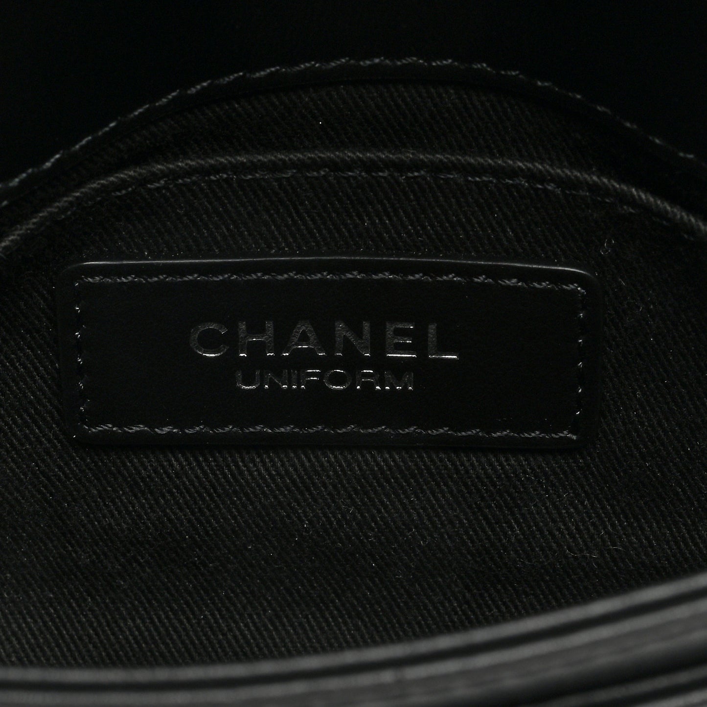 Calfskin Quilted CC Uniform Flap Belt Bag Black