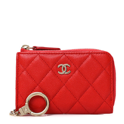 Chanel Caviar Quilted Zipped Key Holder Case Red 1 of 7