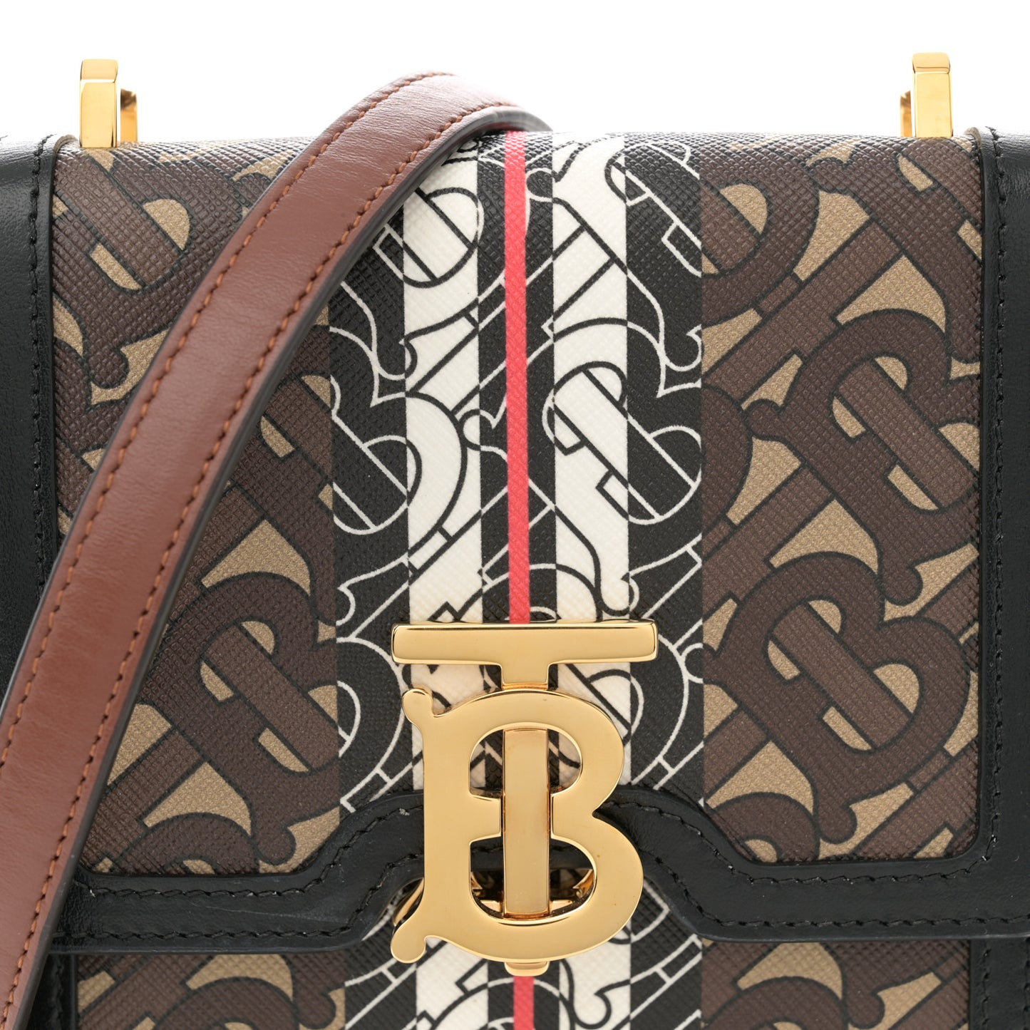 E-Canvas Monogram Stripe Robin Bag Bridle Brown