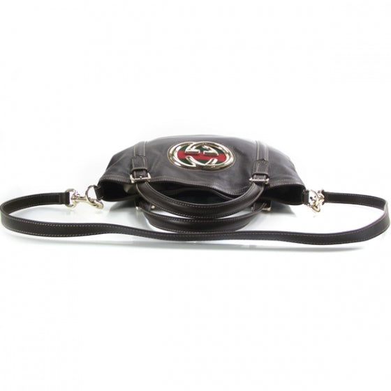 Leather Medium Britt Bag Dark Brown