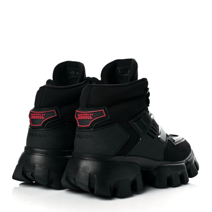 Prada Knit Fabric Cloudbust Thunder High Top Sneakers 38 Black 4 of 9