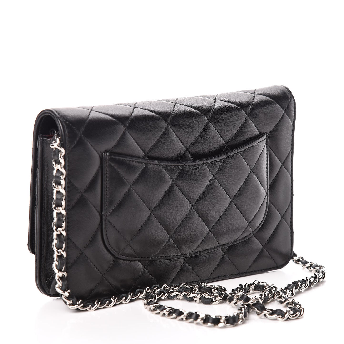 Lambskin Quilted Wallet On Chain WOC Black