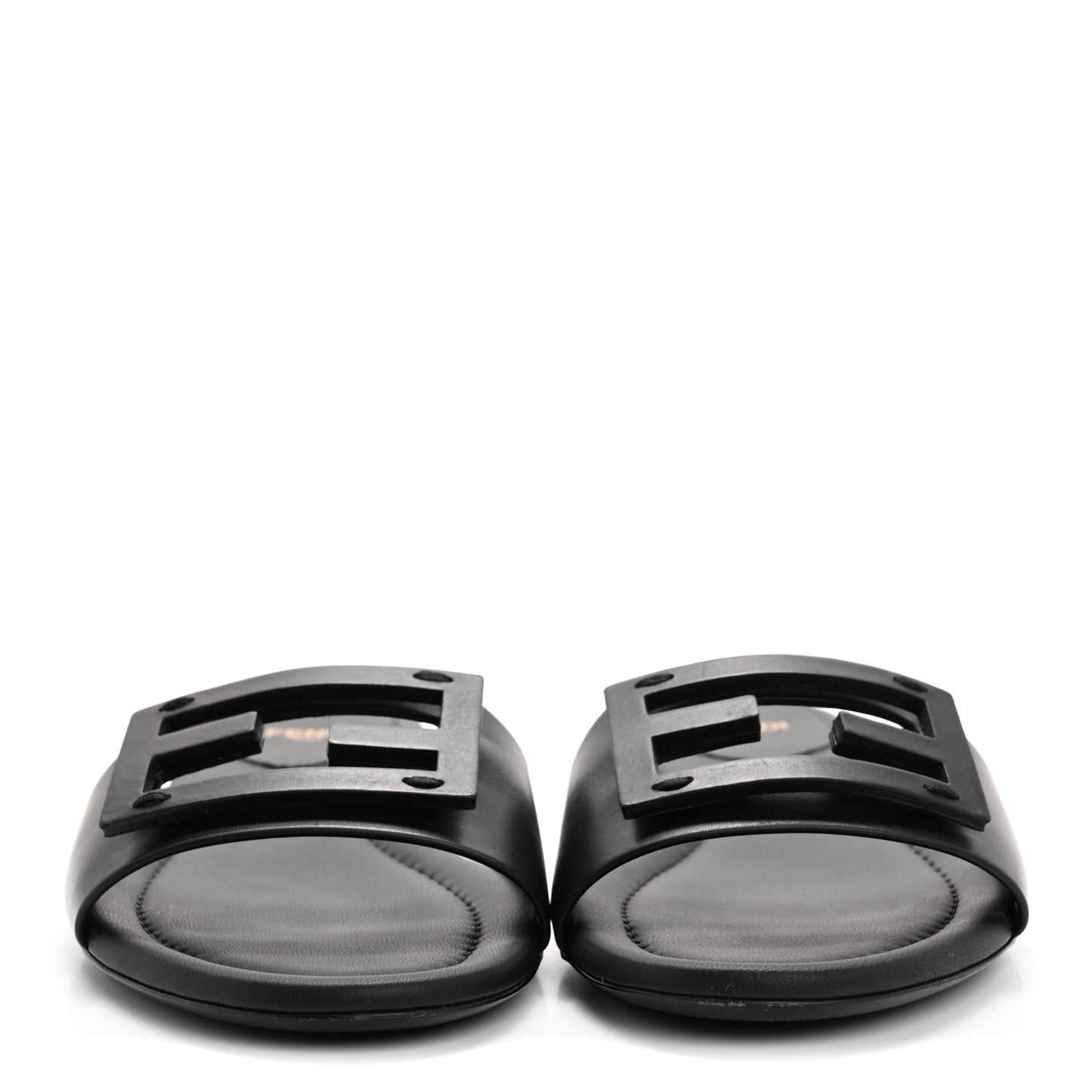 Vitello Cuoio Baguette Flat Slide Sandals 40 Black