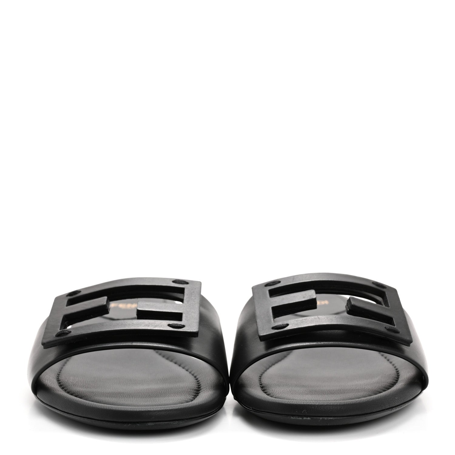 Fendi Vitello Cuoio Baguette Flat Slide Sandals 40 Black 3 of 10