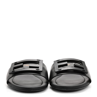 Fendi Vitello Cuoio Baguette Flat Slide Sandals 40 Black 3 of 10