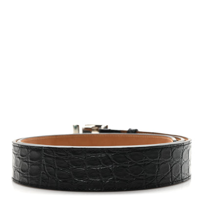 Fendi Calfskin Crocodile Embossed FF Belt 105 42 Black 2 of 5