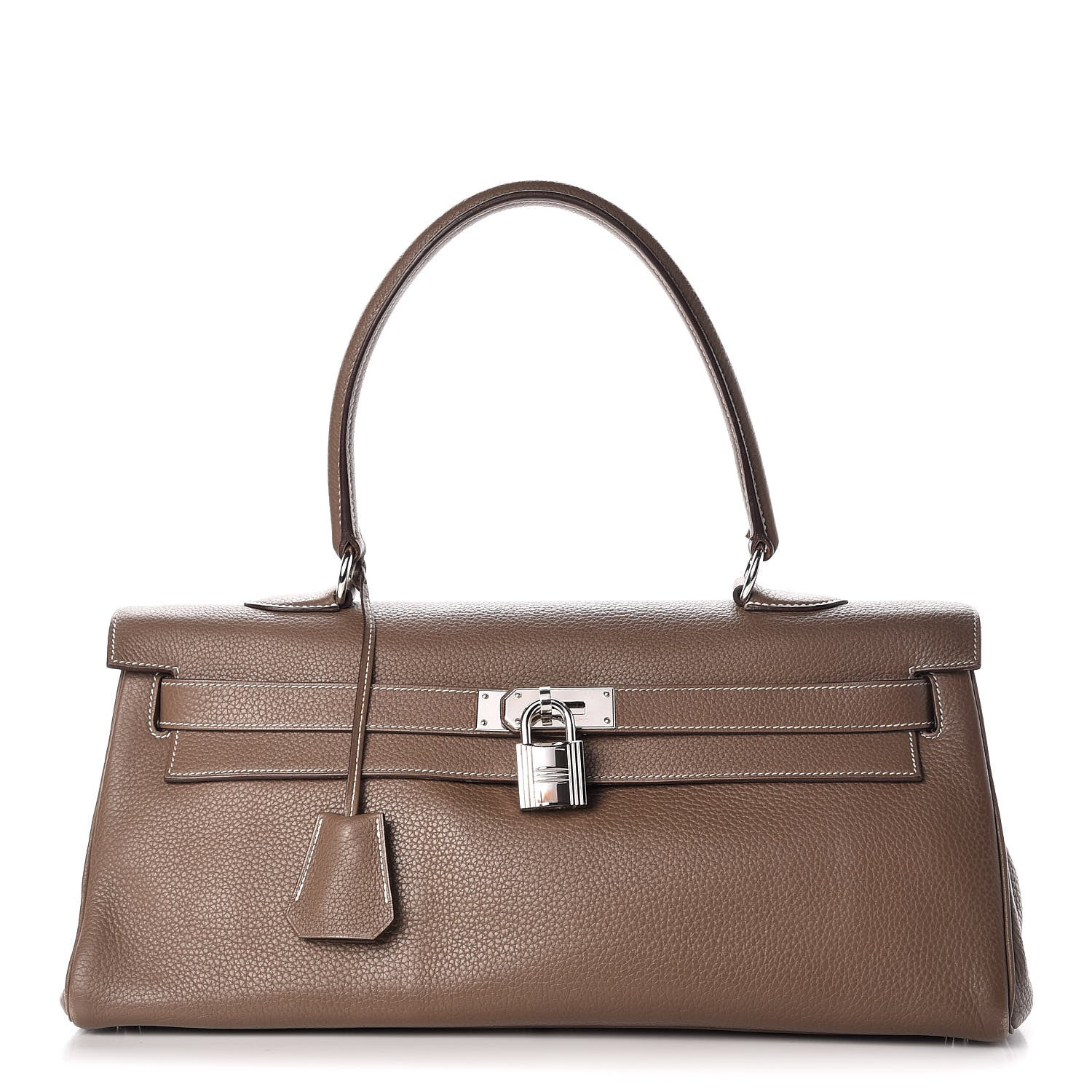 Hermes Taurillon Clemence Shoulder Kelly 40 Etoupe 1 of 38