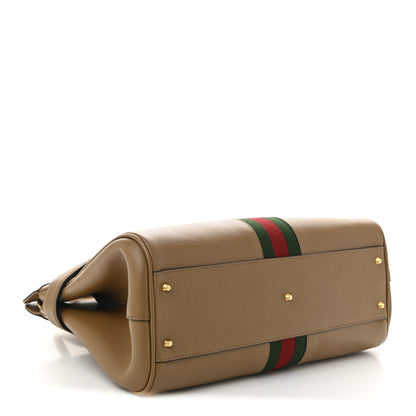 Gucci New Sakai Calfskin Lux Web Medium Dahlia Top Handle Shoulder Bag Quarz Beige 4 of 10