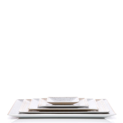 Hermes Porcelain Mosaique Au 24 Set of 5 Square Plates Gold 3 of 6