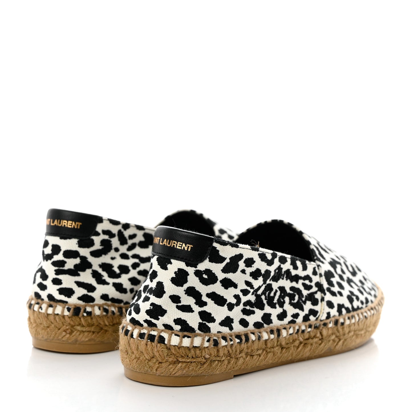 Canvas Leopard Print Espadrilles 36 Latte Black
