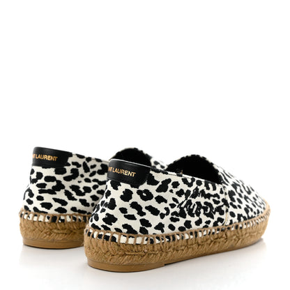 Saint Laurent Canvas Leopard Print Espadrilles 36 Latte Black 4 of 10