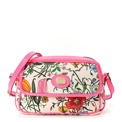Gucci Canvas Flora Floral Shoulder Bag White Fuchsia Fluo 1 of 10