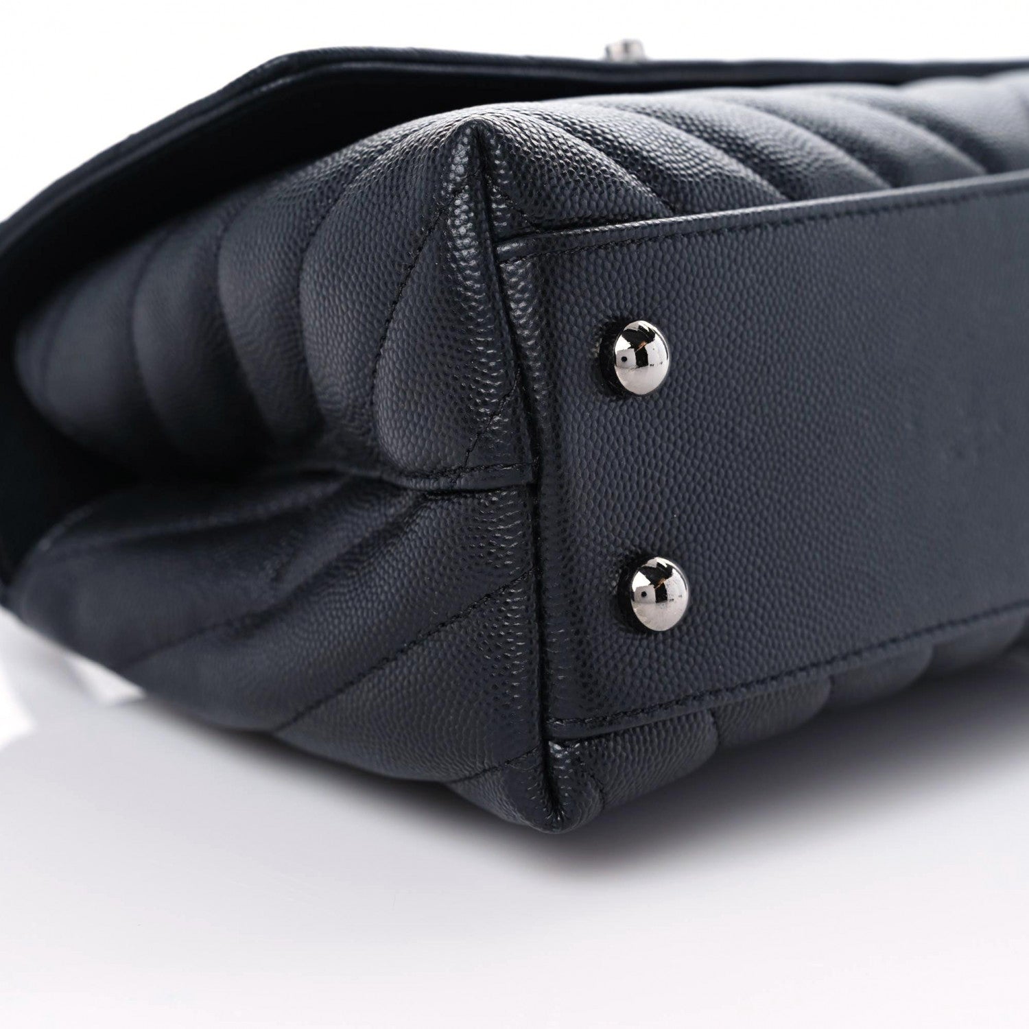 Chanel Caviar Chevron Quilted Mini Coco Handle Flap Black 8 of 9