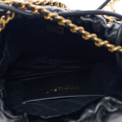 Chanel Shiny Crumpled Calfskin Quilted Pearl Mini Chanel 22 Black 5 of 9