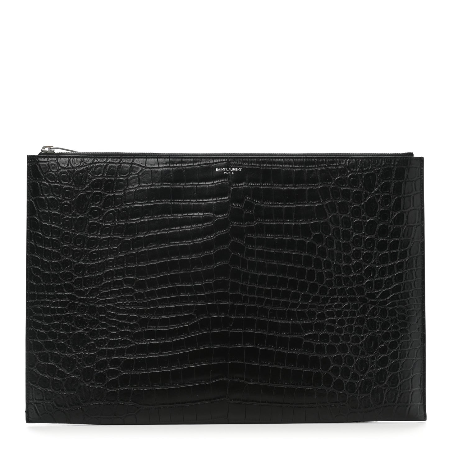 Calfskin Crocodile Embossed Document Holder Black