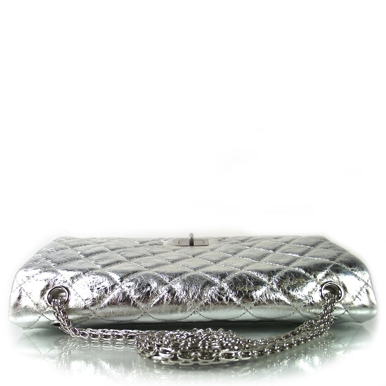 Chanel Distressed Leather 2.55 Reissue 227 Jumbo Flap Silver 4 of 10