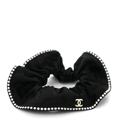 Chanel Fabric Pearl CC Hair Scrunchie Black 1 of 4