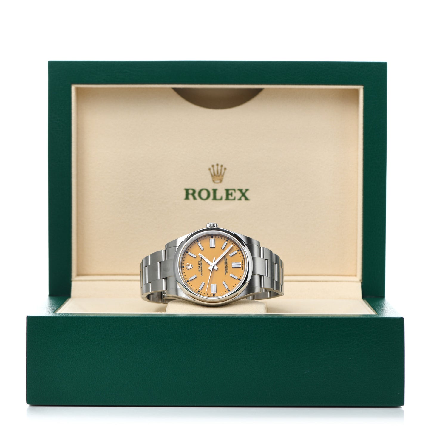 Stainless Steel 41mm Oyster Perpetual Watch Yellow 124300