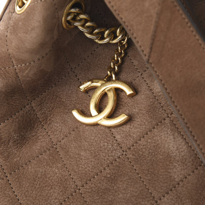 Chanel Suede Calfskin Small On My Shoulder Drawstring Bag Brown 9 of 9