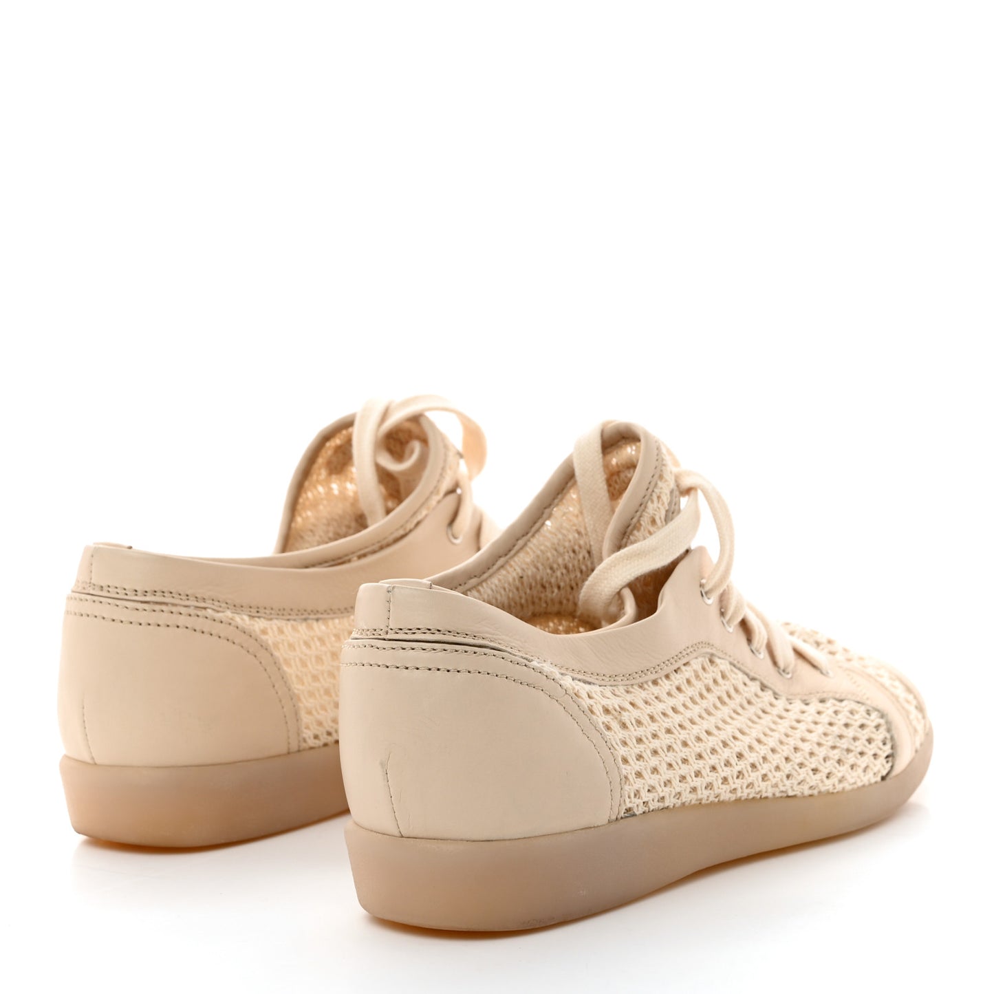 Lambskin Mesh Cap Toe CC Sneakers 41 Beige