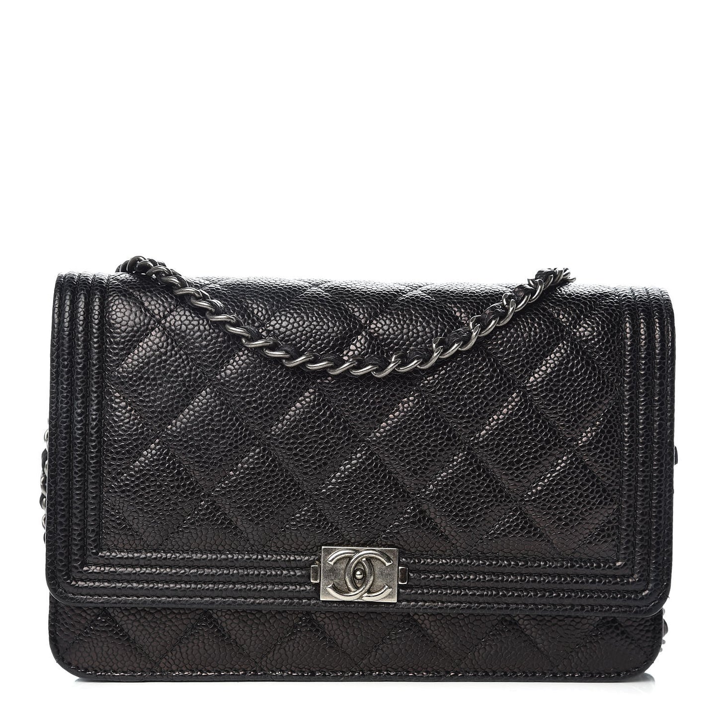 Caviar Quilted Boy Wallet On Chain WOC Black