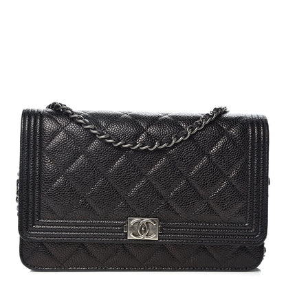 Chanel Caviar Quilted Boy Wallet On Chain WOC Black 1 of 12