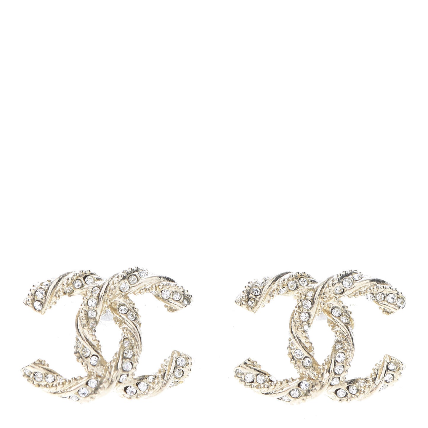 Crystal Twisted CC Earrings Gold