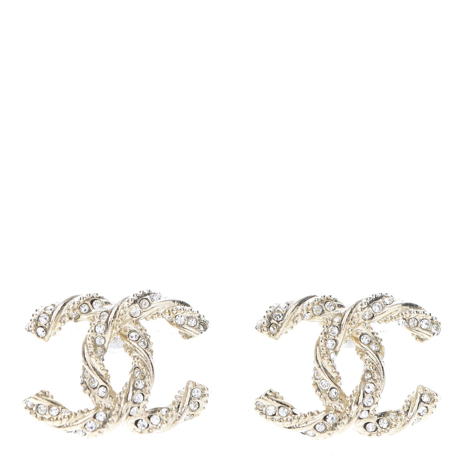 Chanel Crystal Twisted CC Earrings Gold 1 of 5